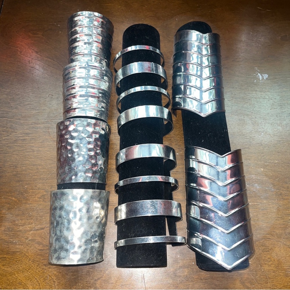 Set of 4 Silver-Tone Metal Cuff Bracelets – 8 Pieces Total, Brand New